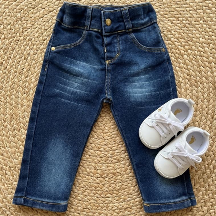 Calça Jeans Bebê Menino e Menina, Veste 03 a 09 Meses Unissex, Tecido Premium Comfort Recém Nascido