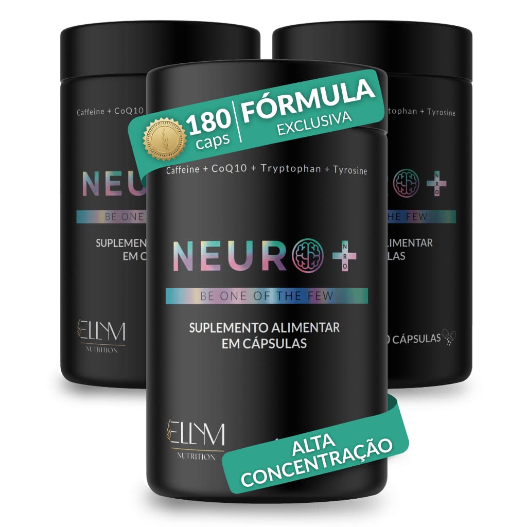 Neuro+ Nootrópico Ellym Nutrition Multivitamínico Concentração Memória Foco Cafeína Coq10 Magnésio Vitaminas Essenciais