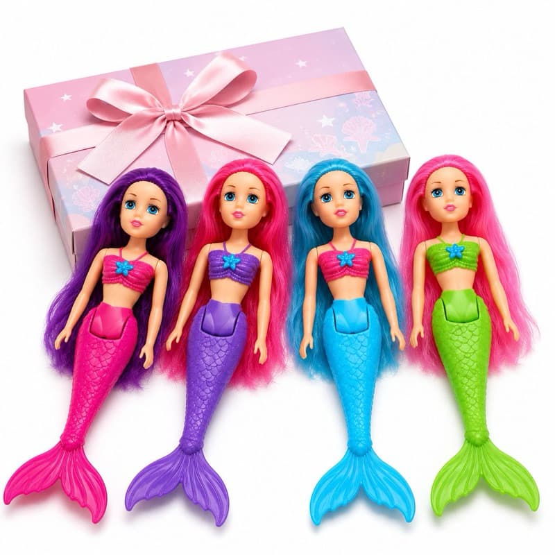 Kit Boneca Sereia Mágica Articulada Colorida 17cm