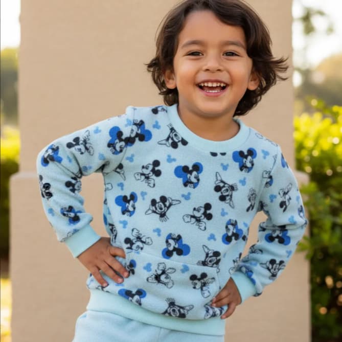 Conjunto Infantil Mickey e Minie - Moletom e Calça Até 4 Anos - 100% Algodão