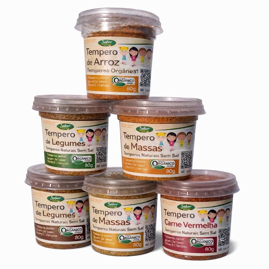 Tempero Natural para Bebê 6+ Meses Sem Sal Introdução Alimentar Infantil | Temperos Saudáveis kit 6 unidades