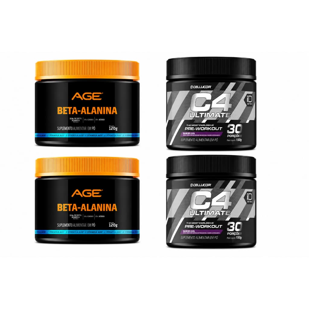 2x Pre Treino Cellucor c4 150g + 2x Beta Alanina Age 120g