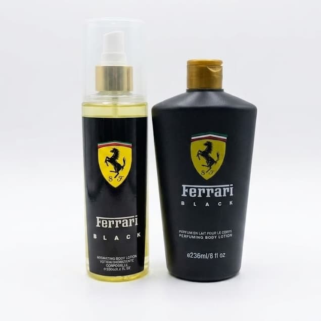 Kit 2 Ferrari Black Body Splash + Creme Corporal Masculino Hidratante Perfume Importado Marcante