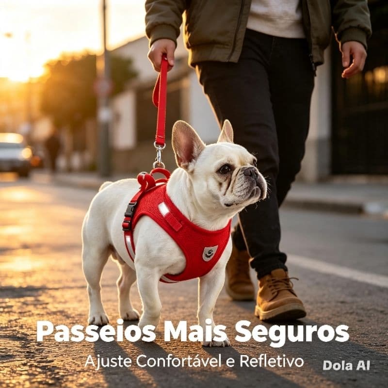 Coleira Peitoral Pet com Guia + Faixa Refletiva Coleira Peitoral Colete Refletivo Para Cachorro Coelho Pet + Guia  para