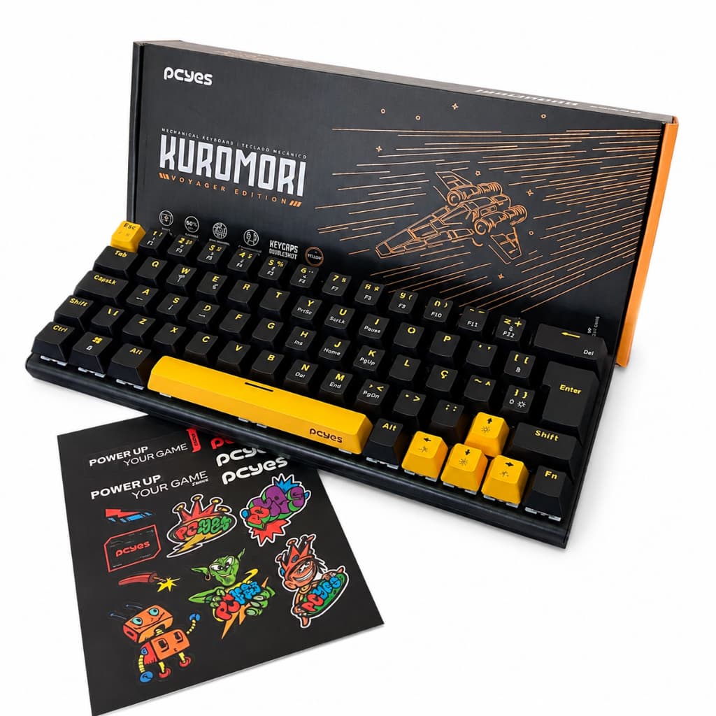 Teclado Mecânico Gamer PCYes Kuromori 60% Voyager Edition Switch Blue RGB Compacto