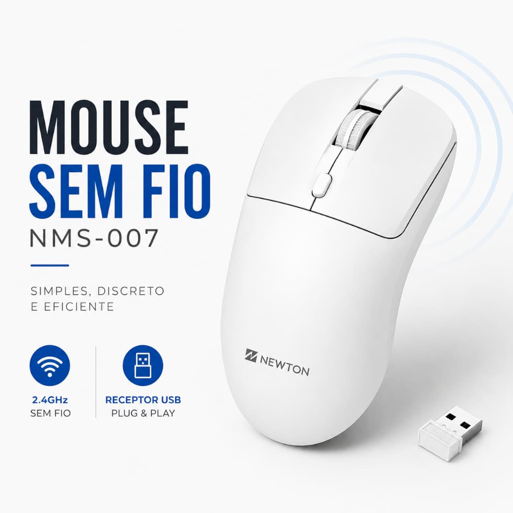 Mouse Sem Fio USB Wireless Ergonômico para Notebook