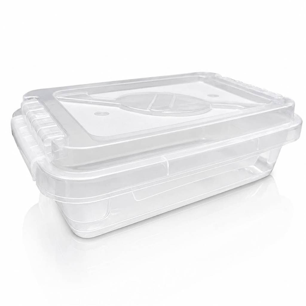 Kit Caixa Organizadora Com Tampa e Trava 1,5L Multiuso Transparente Plástico Cozinha Escritório Armário  Banheiro