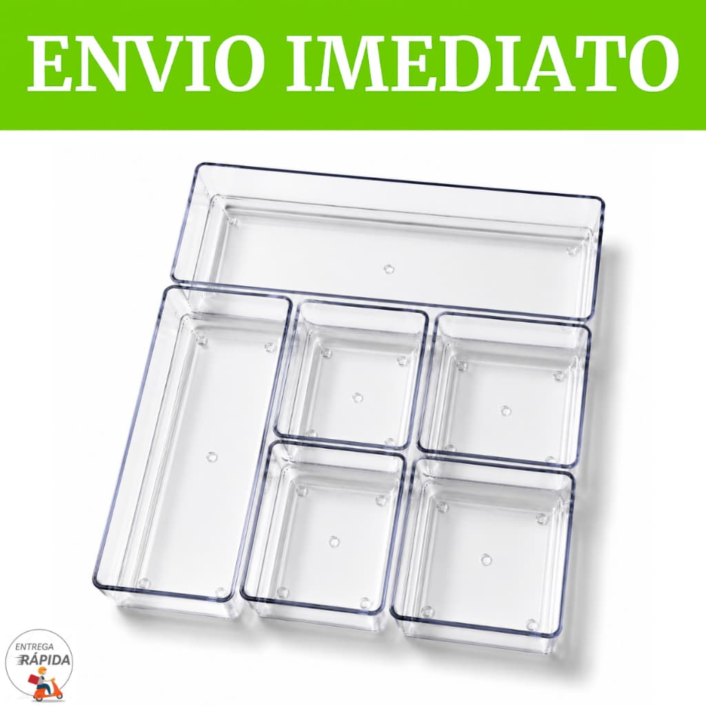 KIT 6 ORGANIZADORES ACRÍLICO MULTIUSO PARA GAVETAS ARMÁRIO BANHEIRO QUARTO COZINHA