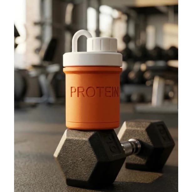 Porta Creatina Whey Pré-Treino / Compartimento Comprimidos Tampa / Pote Suplemento