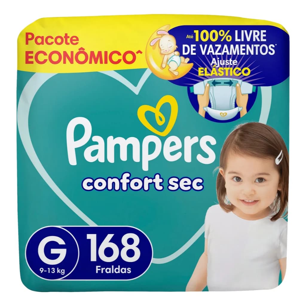 Fralda Pampers Confort Sec Tamanho G 168 - fralda infantil