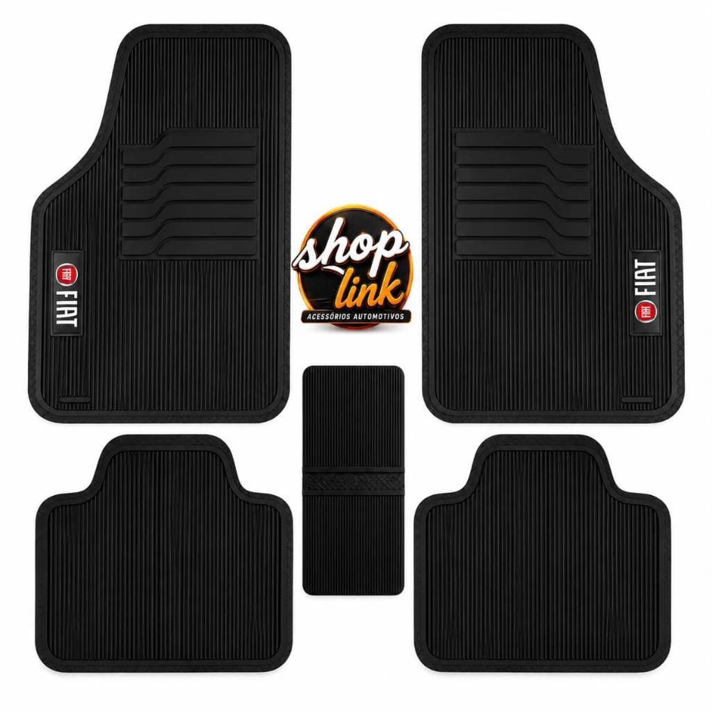 Jogo De Tapete Automotivo Universal Fiat Strada 5 Peças Com Logo.