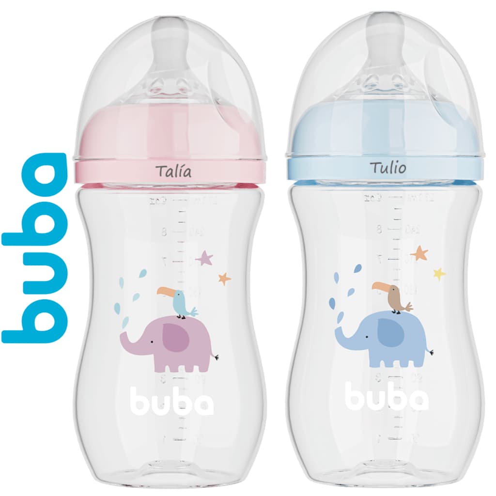 Mamadeira Easy Flow Elefante +2m 270ml Buba Personalizada Com Nome do Bebê a Laser