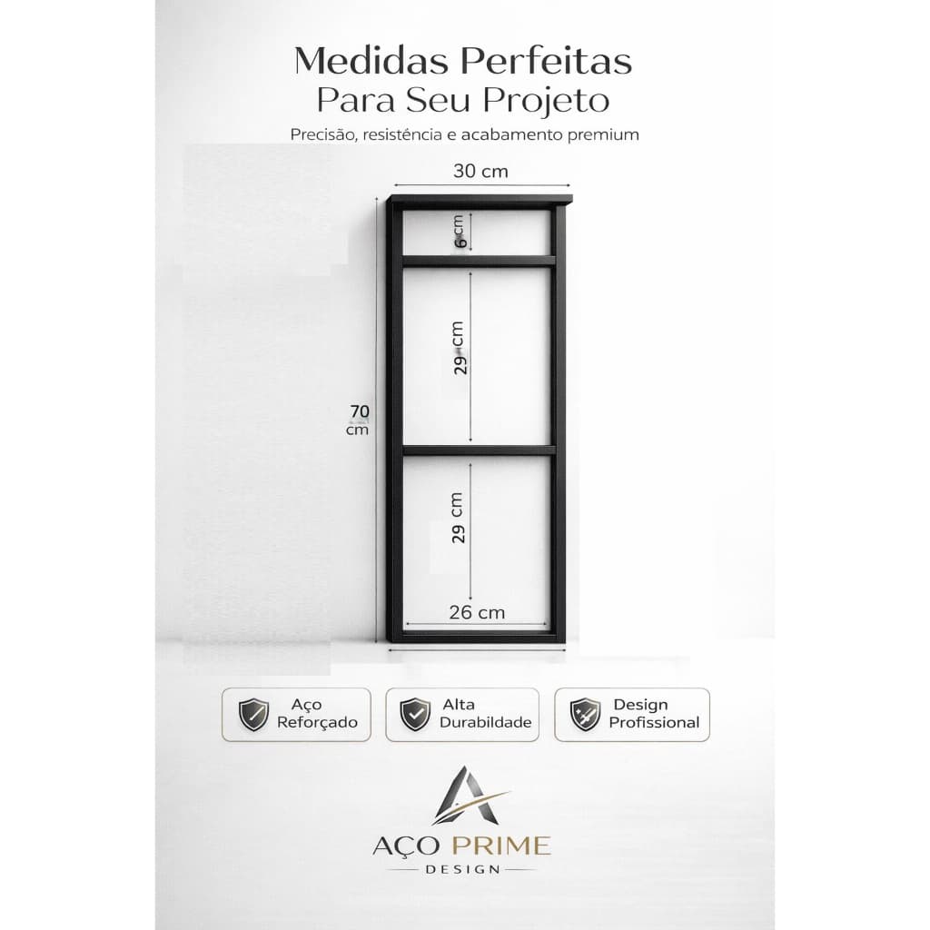 Suportes Prateleira Industrial Aço Preto | Estilo Loft Parede 20 x 20 mm Alta Resistência 30 cm peças avulsas