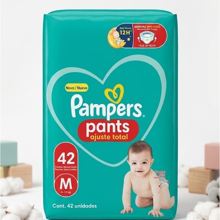 Fralda Pampers Pants Ajuste Total Tamanho M – 42 Unidades