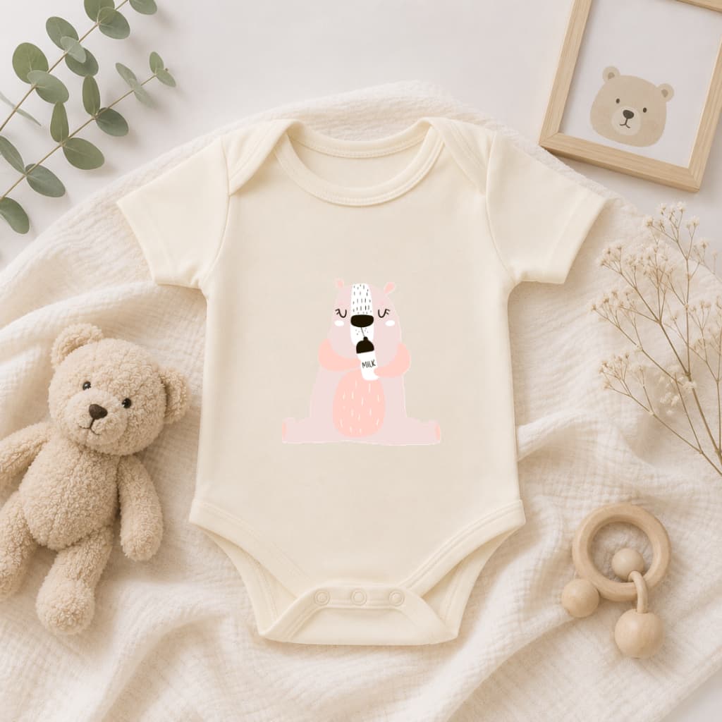 Body Bebê Ursinho Fofo Rosa | Body Infantil Feminino | Body Estampado para Bebê | Roupa de Bebê Menina | Presente