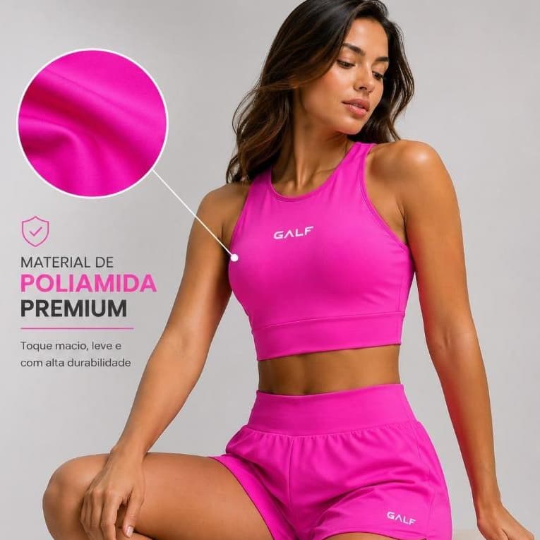 Conjunto Fitness  Feminino  Academia e Beach  Tennis |  Roupa de Treino, Top com Sustentação + Short
