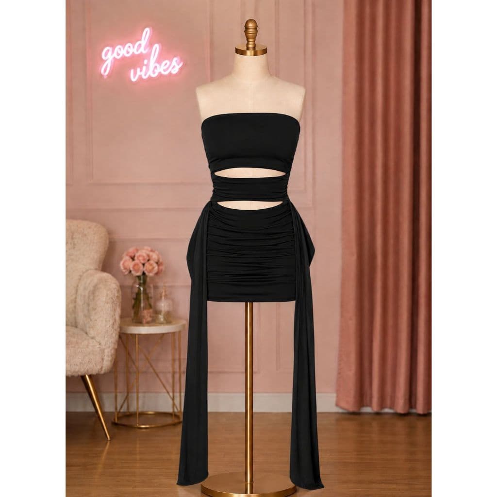 Vestido curto feminino com tirar laterais tomara que caia (SOFIA)