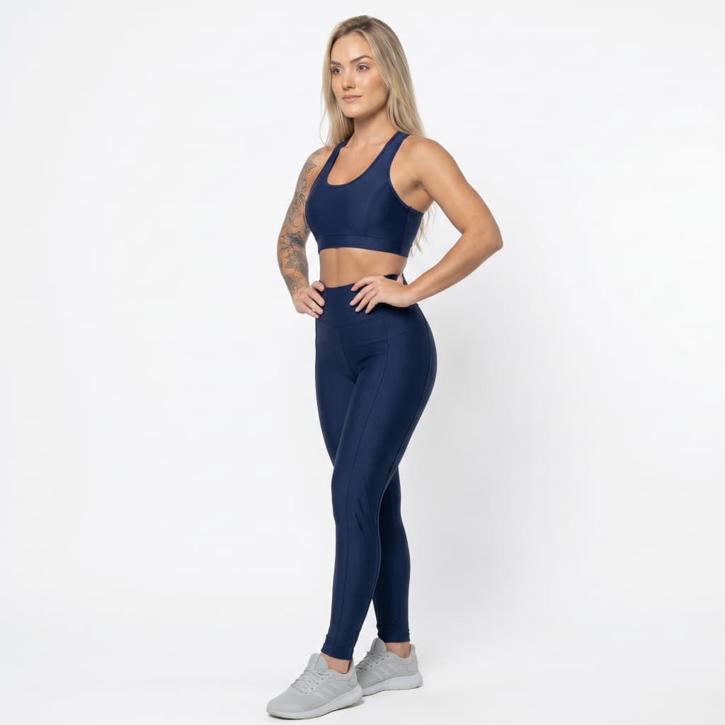 Conjunto Legging e Top Feminino Fitness Cintura Alta Academia Treino Roupas Femininas Moda Fitness Confortável