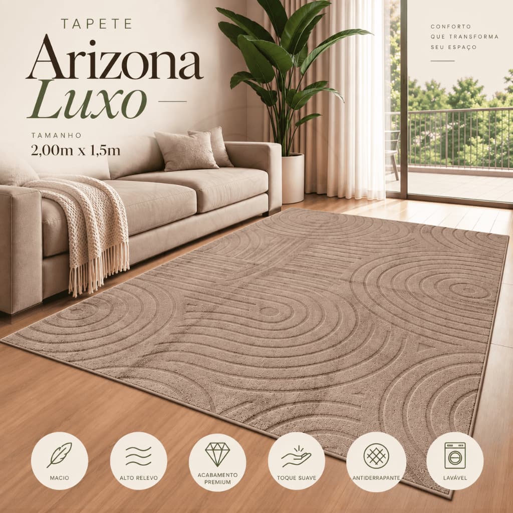 Tapete Sala 2,00x1,50 Alto Relevo Elegante Moderno Premium Macio Antiderrapante Quarto Escritório Decorativo