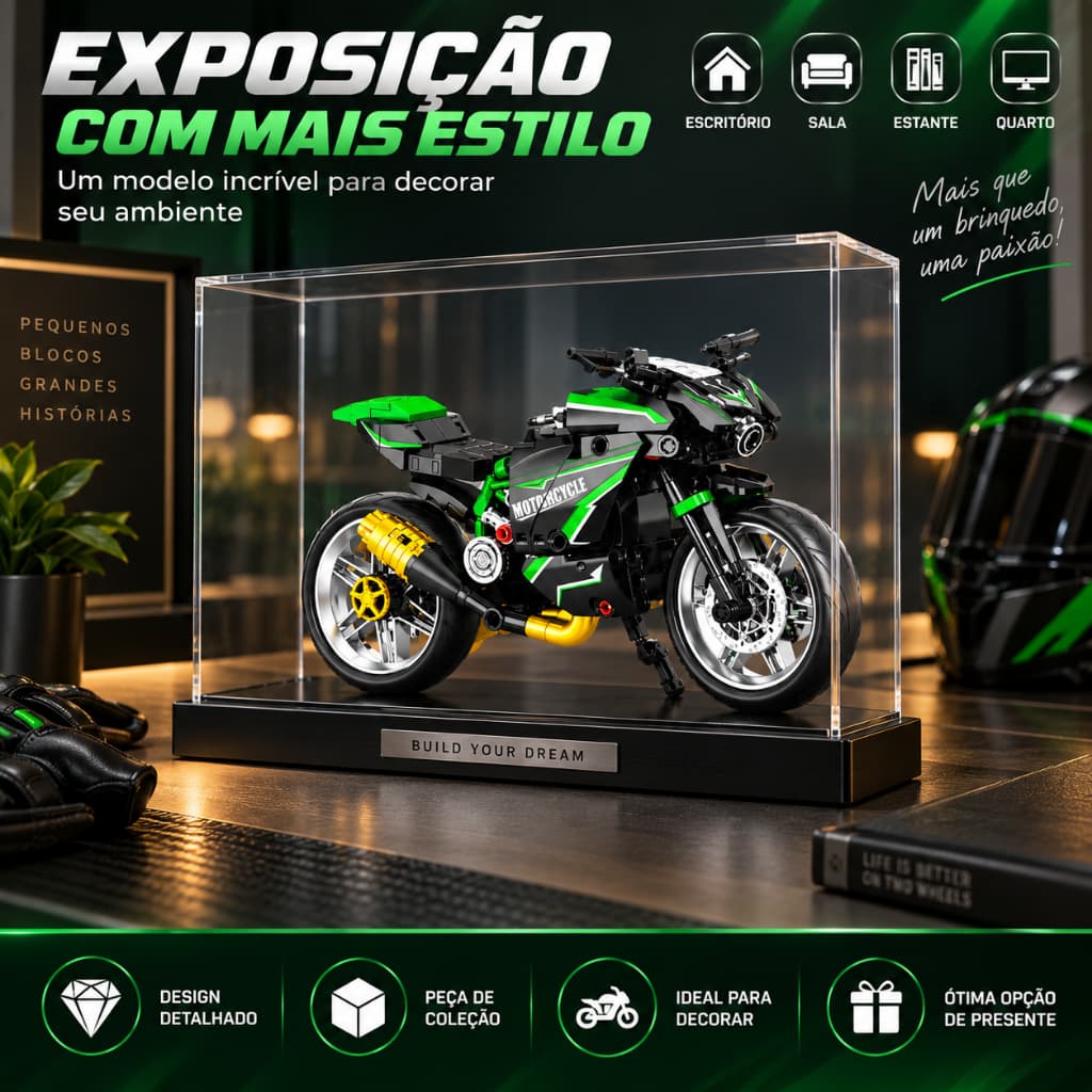 Kawasaki ZX-6R Moto de Blocos de Montar 331 Peças Compatível com Lego Modelo Detalhado Brinquedo 6+ Educativo