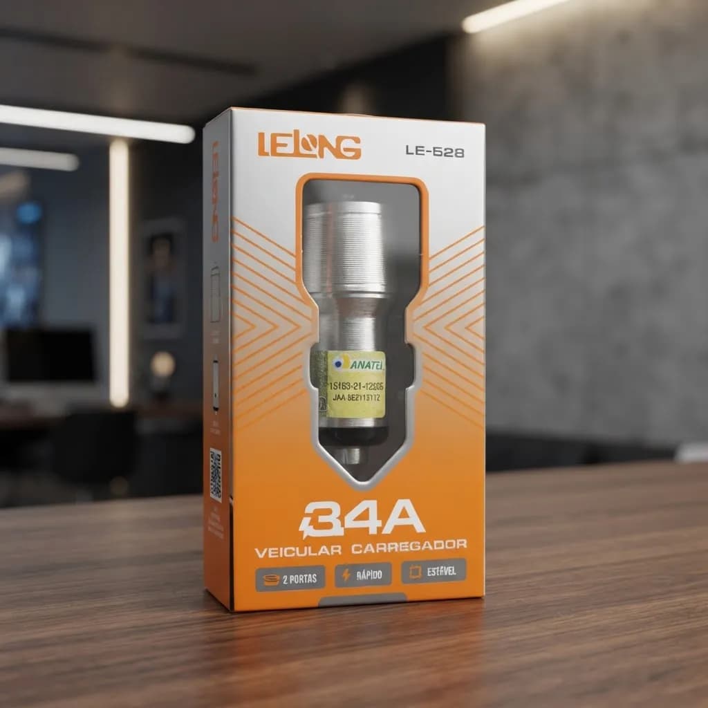 Carregador Veicular Rápido Lelong 2 Portas USB LE-528 3.4A