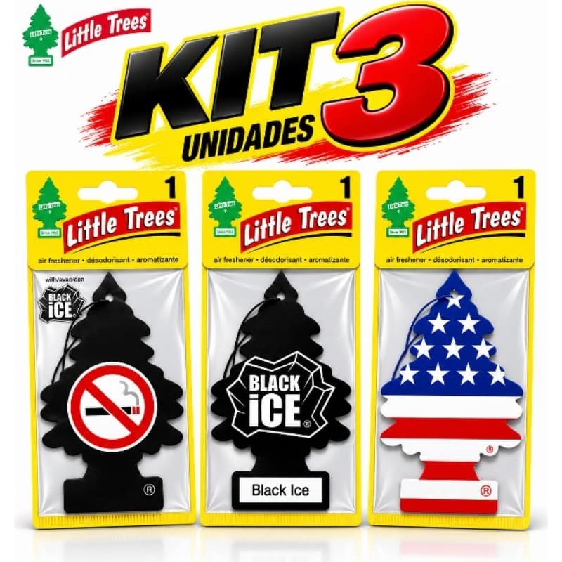 aromatizante little trees kit 3 unidades cheirinho para carro