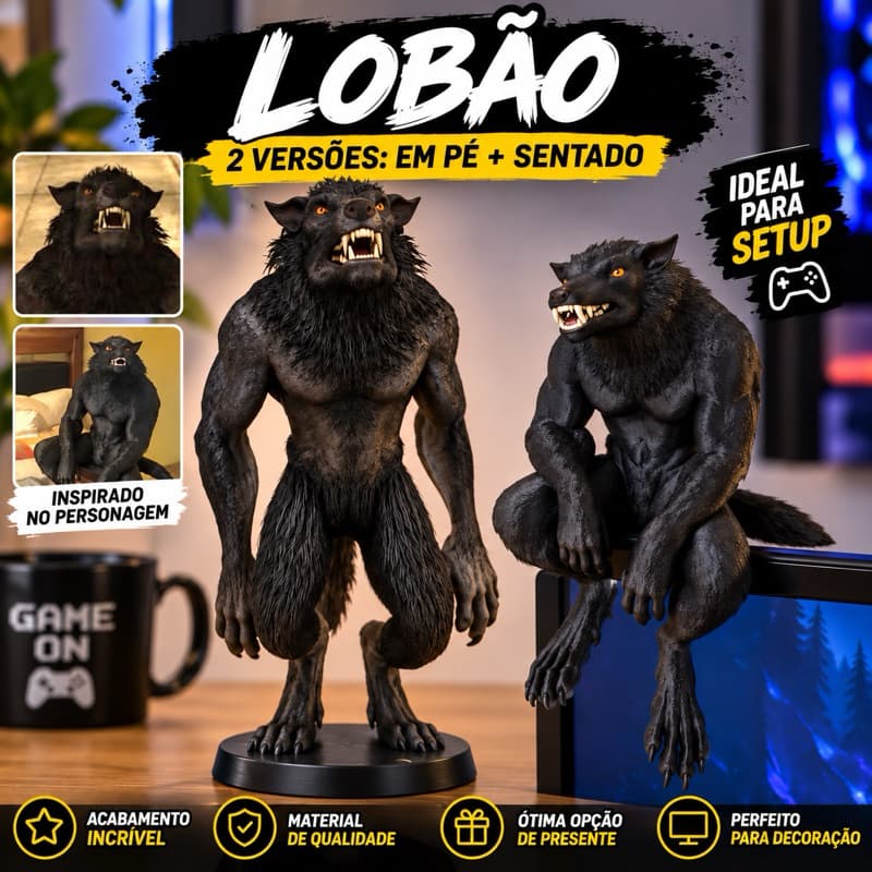 Lobão GTA 14cm Decoração Gabinete Monitor Setup Gamer Prateleira