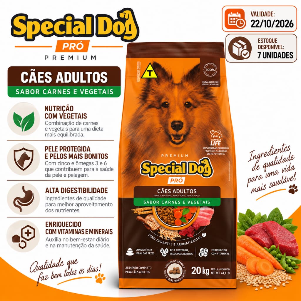 Ração Special Dog Pro Vegetais para Cães Adultos com 20kg