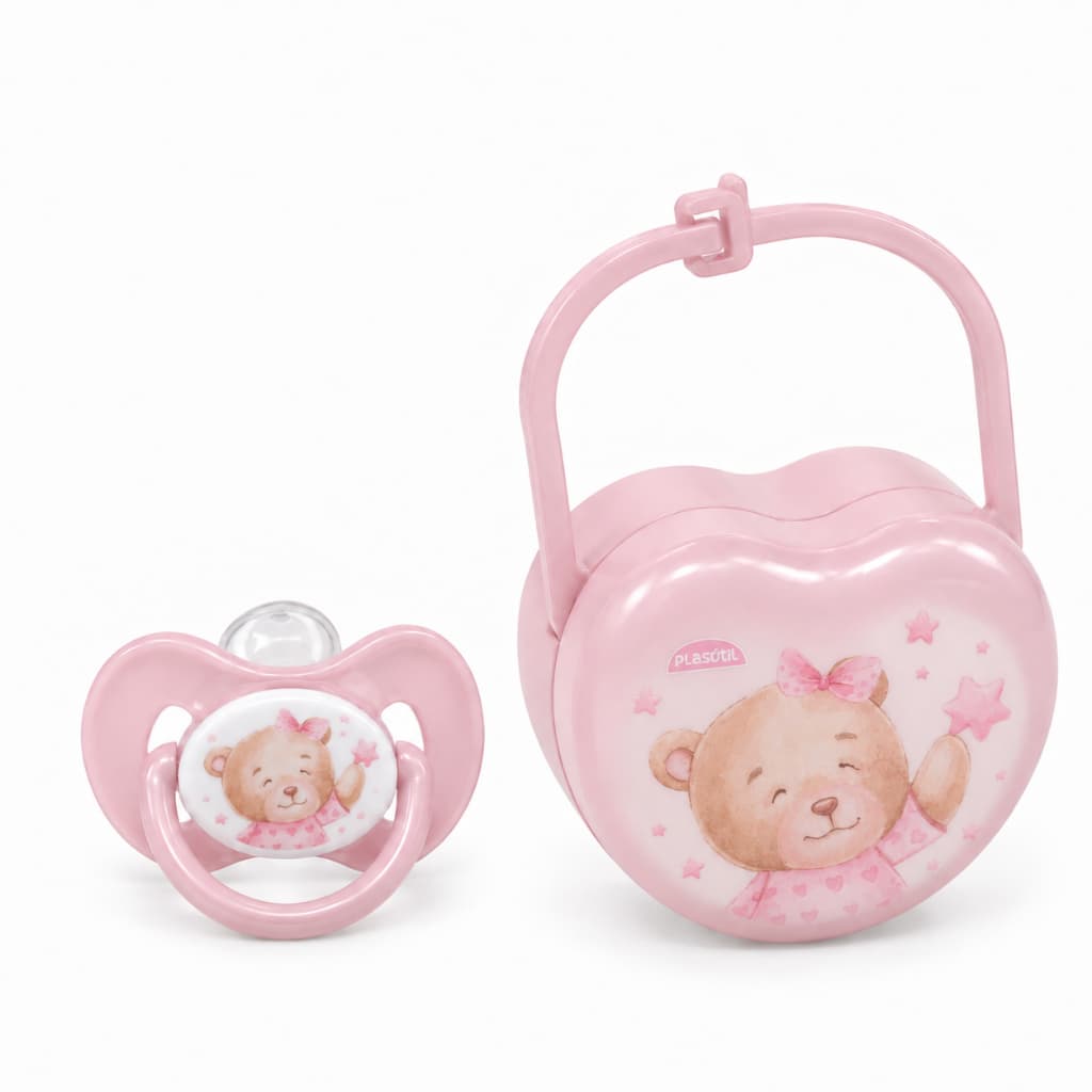 Kit Bebê Chupeta Tamanho 1 BPA Free com Estojo Porta Chupeta