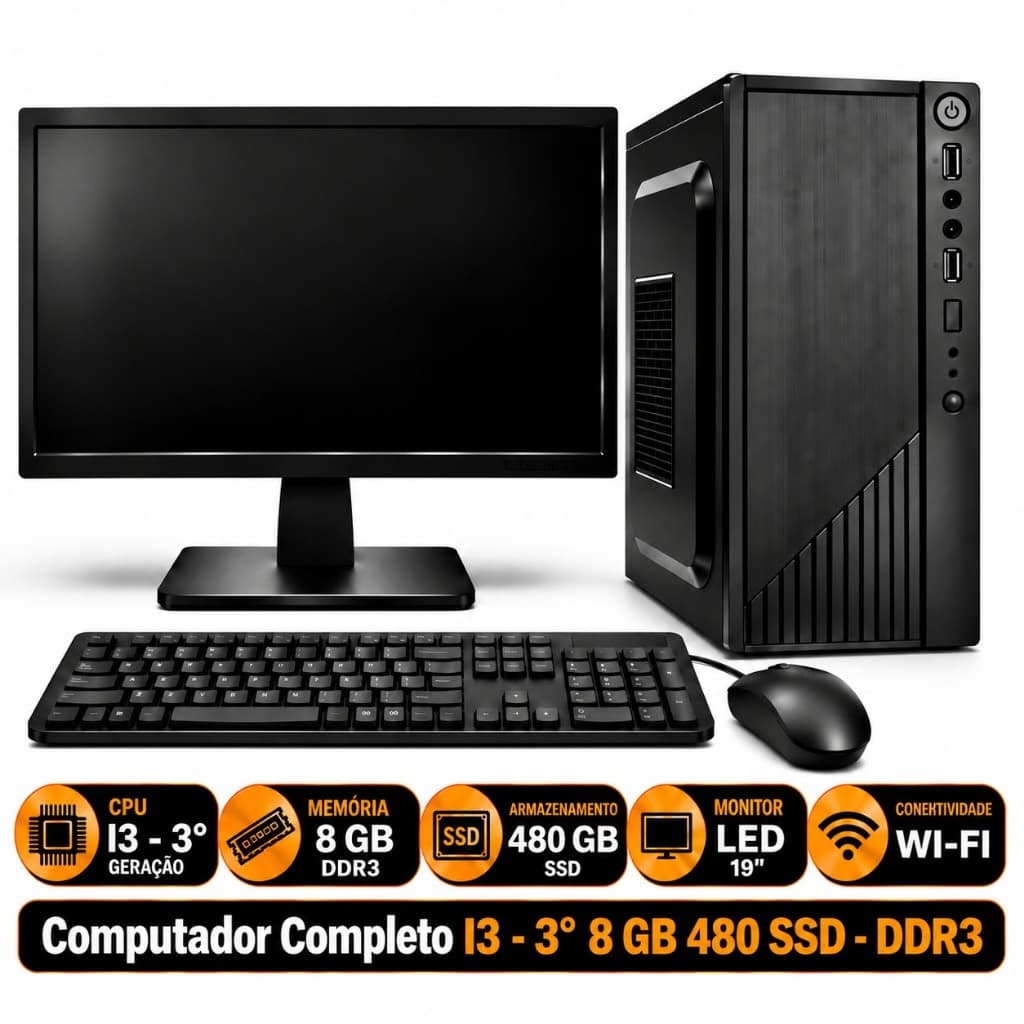 Computador Completo I3 - 3° 8 GB 480 SSD - DDR3