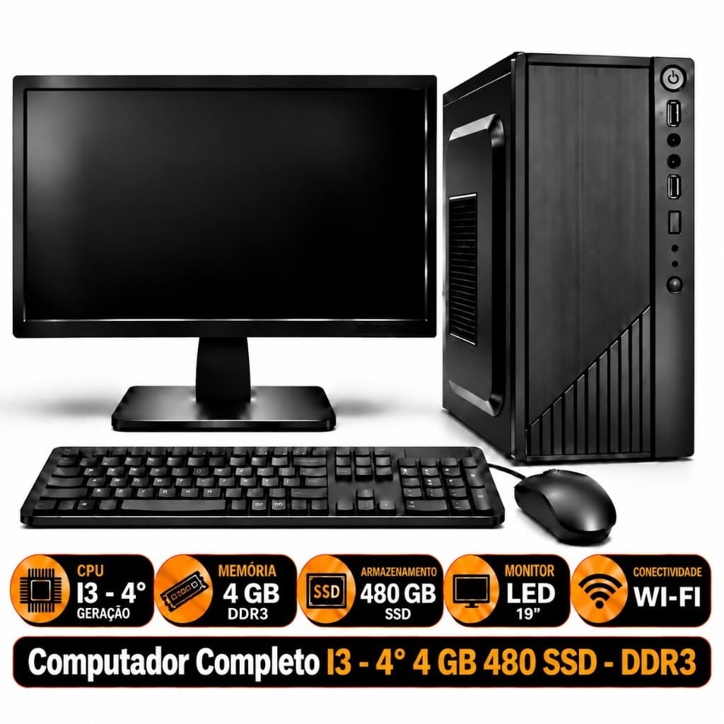 Computador Completo I3 - 4° 4 GB 480 SSD - DDR3