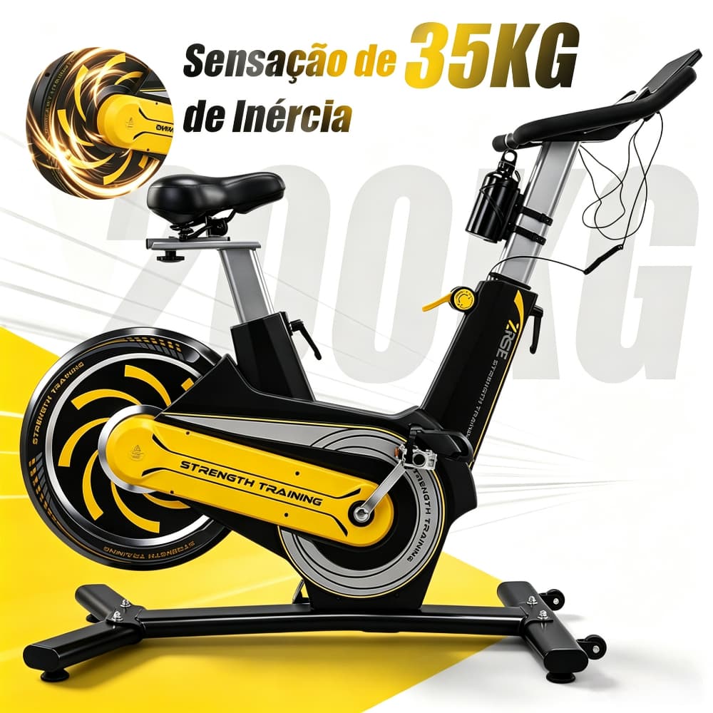 Bicicleta Ergométrica Spinning Magnética, Sensação 35Kg Inércia, Silencioso, Suporta 200KG, Treino em Casa