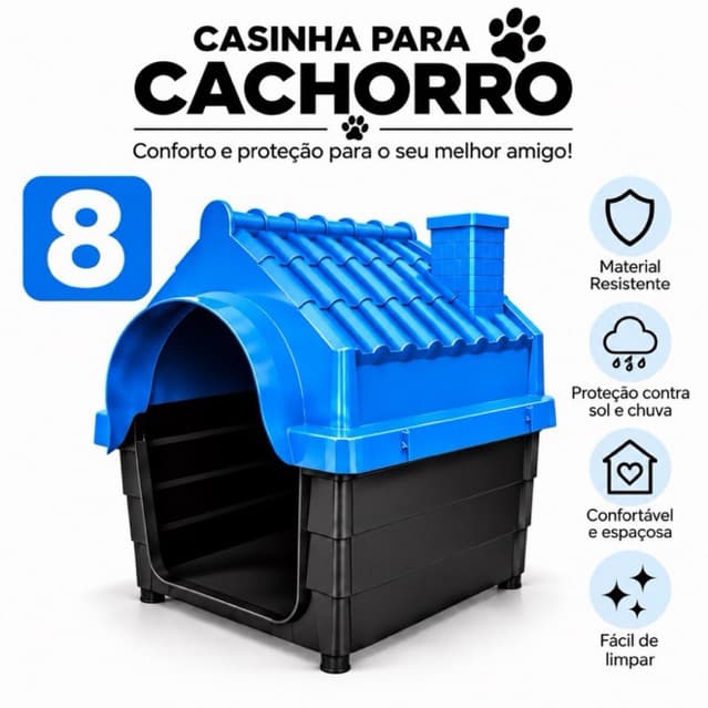 Casinha N8 Plástica Desmontável para Cachorro Porte Grande com Proteção UV