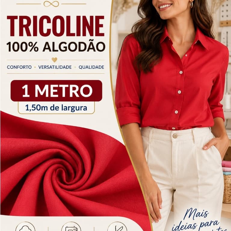 Tecido Tricoline 100% Algodão 1 Metro | 1,50m Largura | Costura, Artesanato e Patchwork