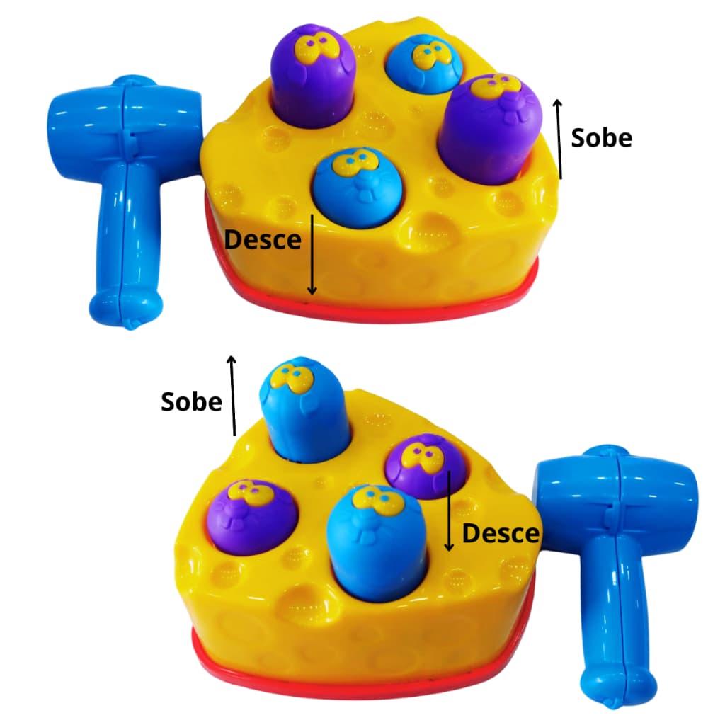 Brinquedo Educativo Rata Tuff Bate Bate Martelo Ratinho Coordenação Motora Didático Infantil Jxp Brink