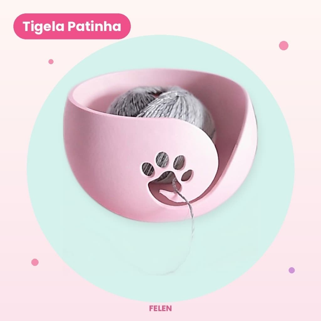 Tigela Porta Novelo Patinha para Crochê | Suporte para Novelo de Lã e Barbante que Não Rola nem Embola