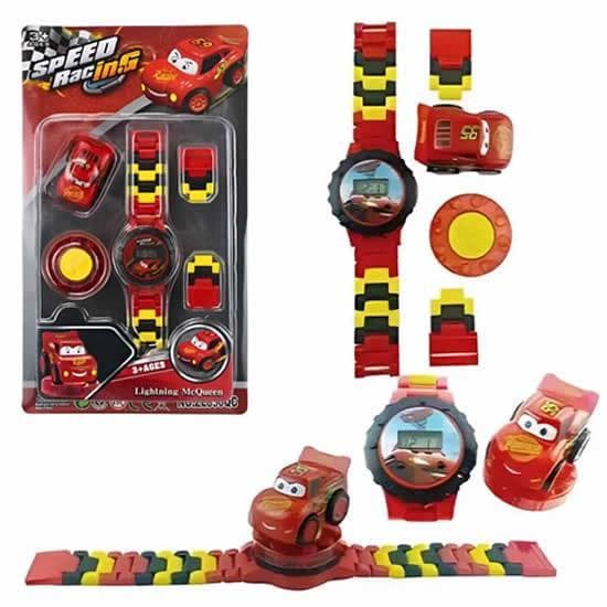 Relógio De Pulso Infantil Com Bloco De Montar Compatível Lego Carrinho Mini Boneco de Lego