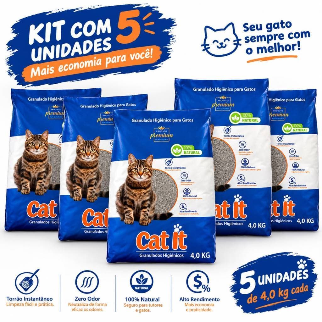 Cat It Areia Sanitária Natural Antiodor para Gatos 5x4kg – 20kg