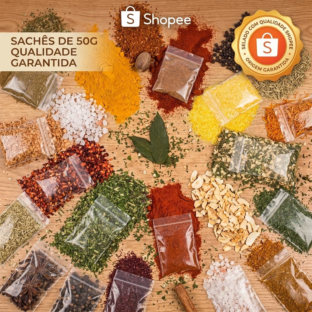 TEMPEROS E CONDIMENTOS KIT DE 10 OU 20 UNIDADES NATURAIS SEM CONSERVANTES 50G ENVIO RÁPIDO 24H ATACADO
