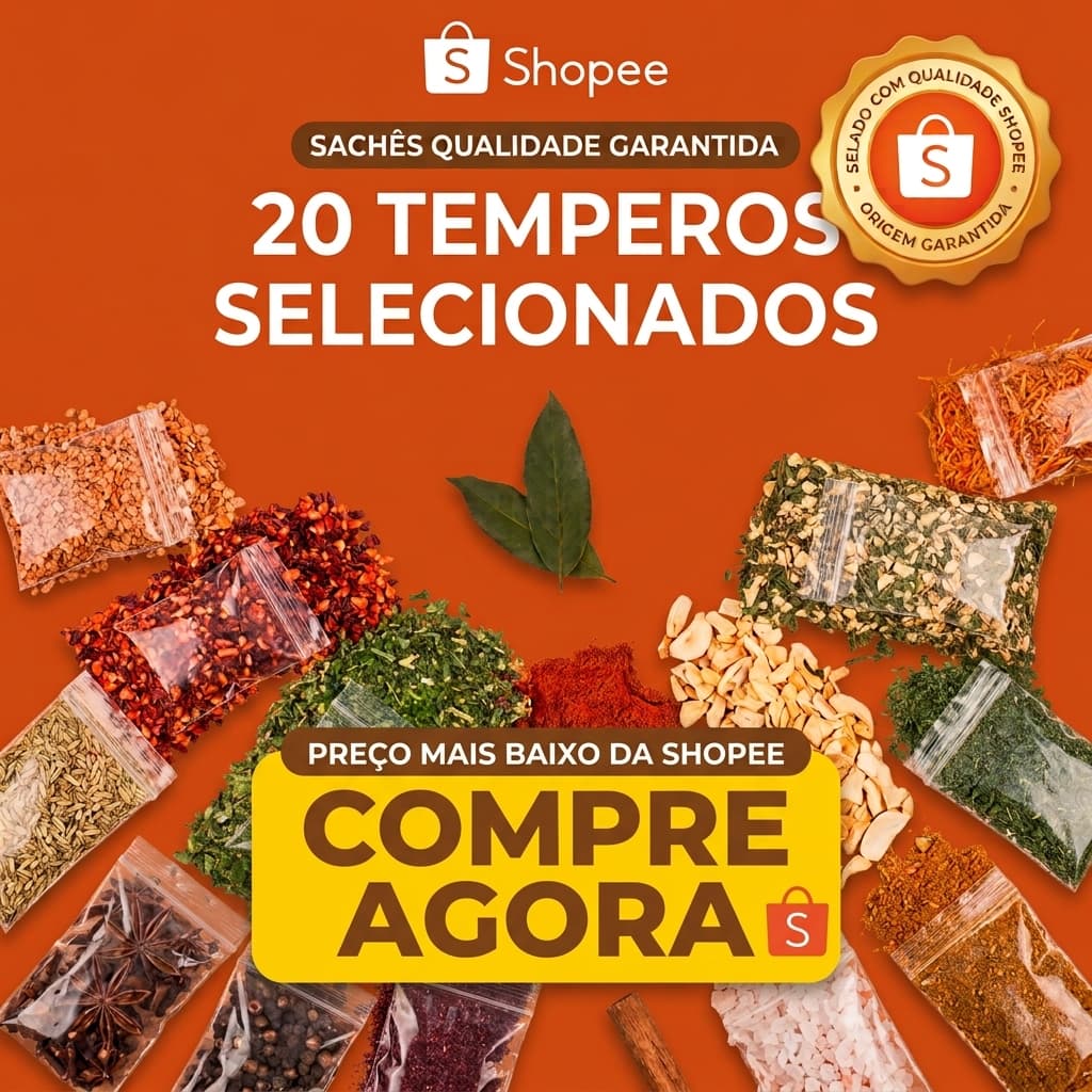 Kit Com 20 Temperos E Condimentos Naturais Em Sachês 20g Sem Conservantes Envio Rápido Cozinha Especiarias