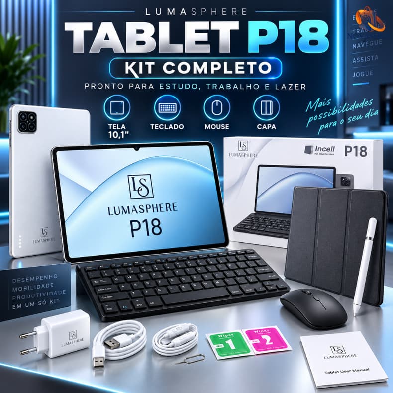 Tablet Android 10,1 Polegadas 4GB+64GB Dual SIM WiFi Tela Grande