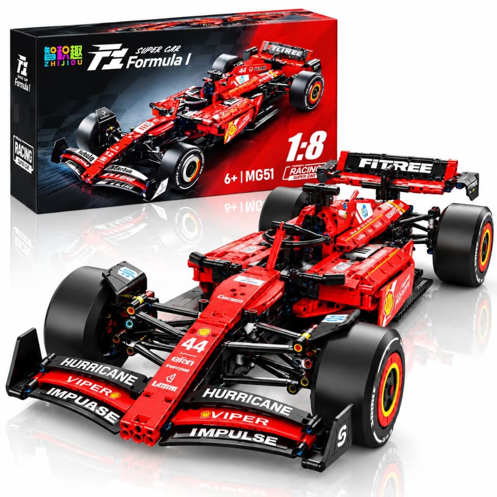 Carro Fórmula 1 Technic Vermelho Blocos de Montar F1 Ferrari 1262 Peças 1:8 Com Caixa Compatível com Lego