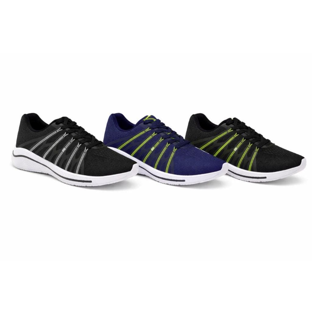 KIT 3 PARES Tenis Masculino Escolar Academia Original FREEDOM Corrida Caminhada PROMOÇÃO PRETO + MARINHO + BRANCO