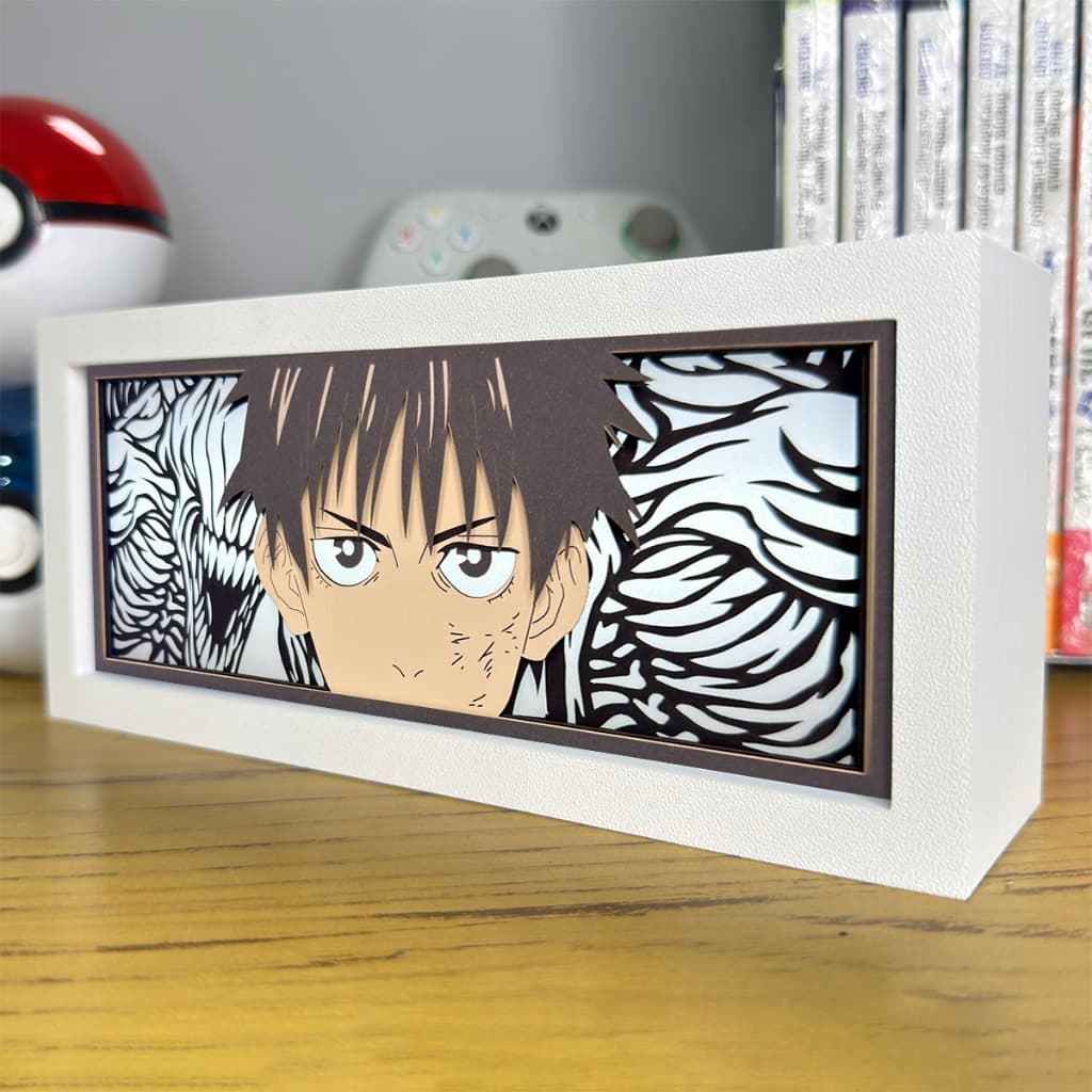 Luminária Lightbox Anime 3D LED Decoração de Mesa PC Gamer Jujutsu Kaisen Yuta Okkotsu