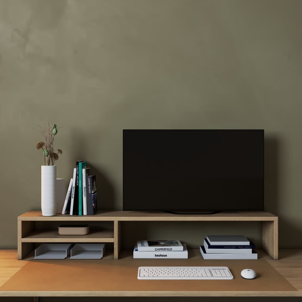 Suporte para Monitor Elevado com Nichos Organizador de Mesa Escritório Gamer Base para PC e Notebook