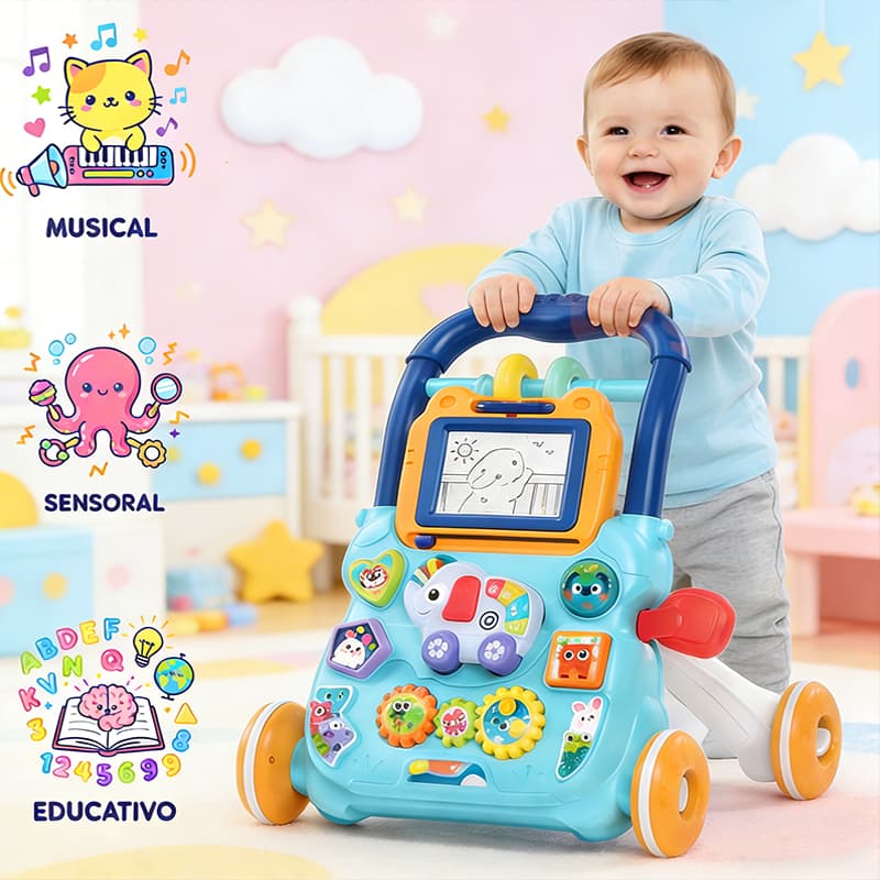 Andador Didático Infantil Bebê Musical Quadro Musical Empurrador Educativo Várias funçõ P20