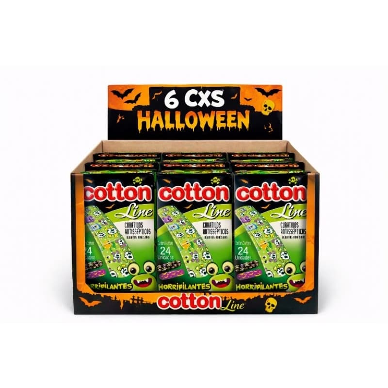 Kit 6 Curativos Antissépticos Cotton Line Halloween 24 Unidades Infantil