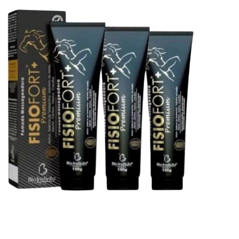 Pomada Massageadora e Desodorante Fisiofort Premium Preta  Bio Instinto - 150g - Kits com 3 ou 6 Unidades