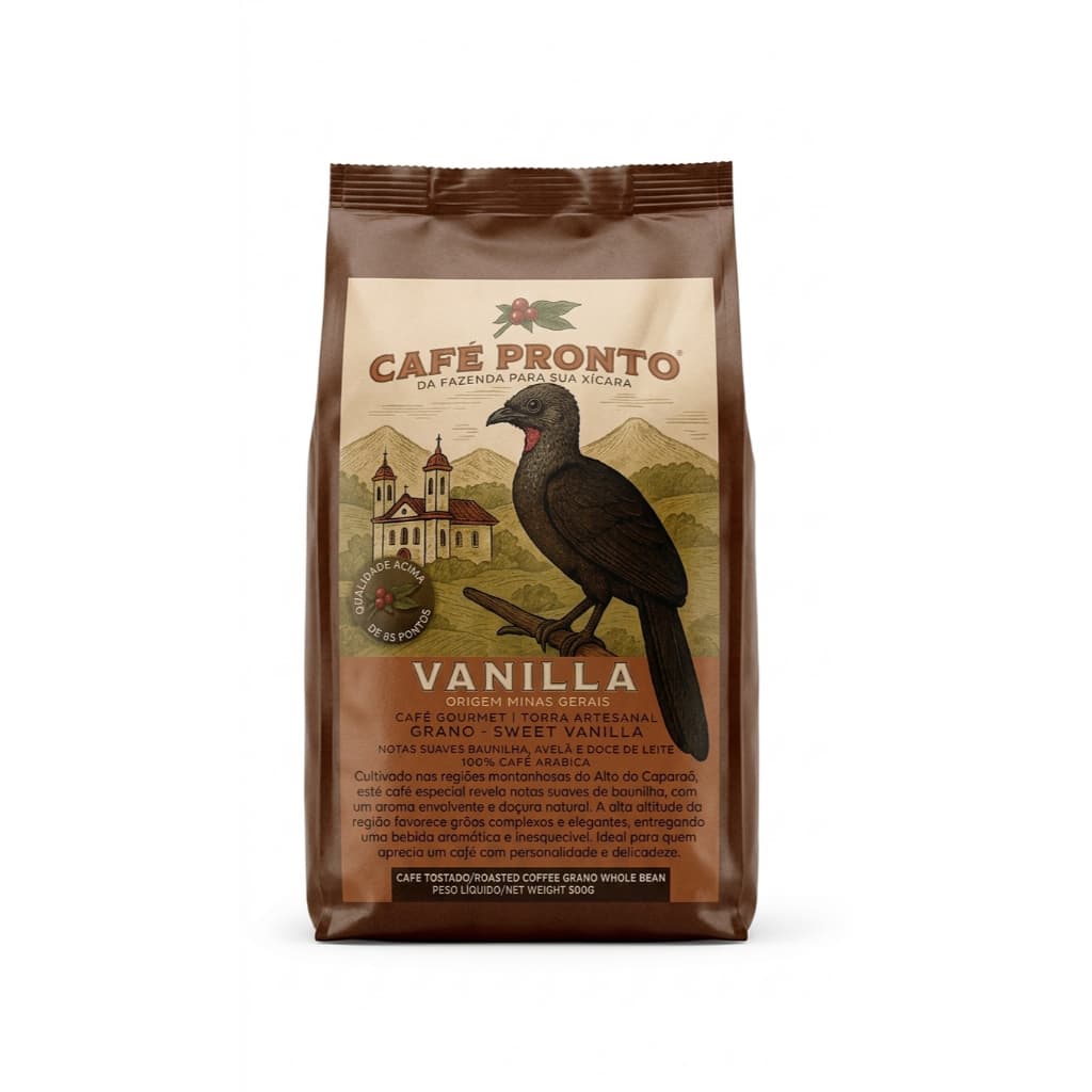 Café Pronto Vanilla Mineiro Gourmet Torrado Artesanal Arábica  em Grão 250g