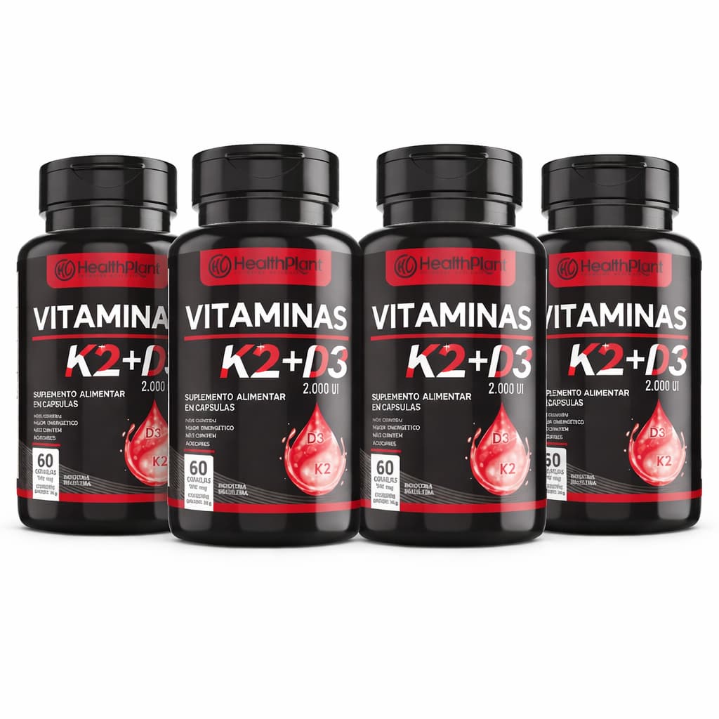 Kit 4 Potes Vitamina K2 + Vitamina D3 2000ui 500mg 240 Caps Envio Imediato.